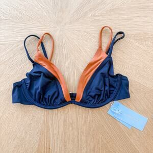 L Space Bikini Top Womens Small Blue Fused Zendaya Colorblock Swim‎ Beach Summer
